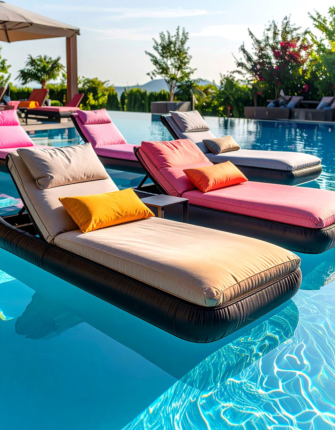 Floating Loungers for Ultimate Comfort - 20 Pool Decor Ideas