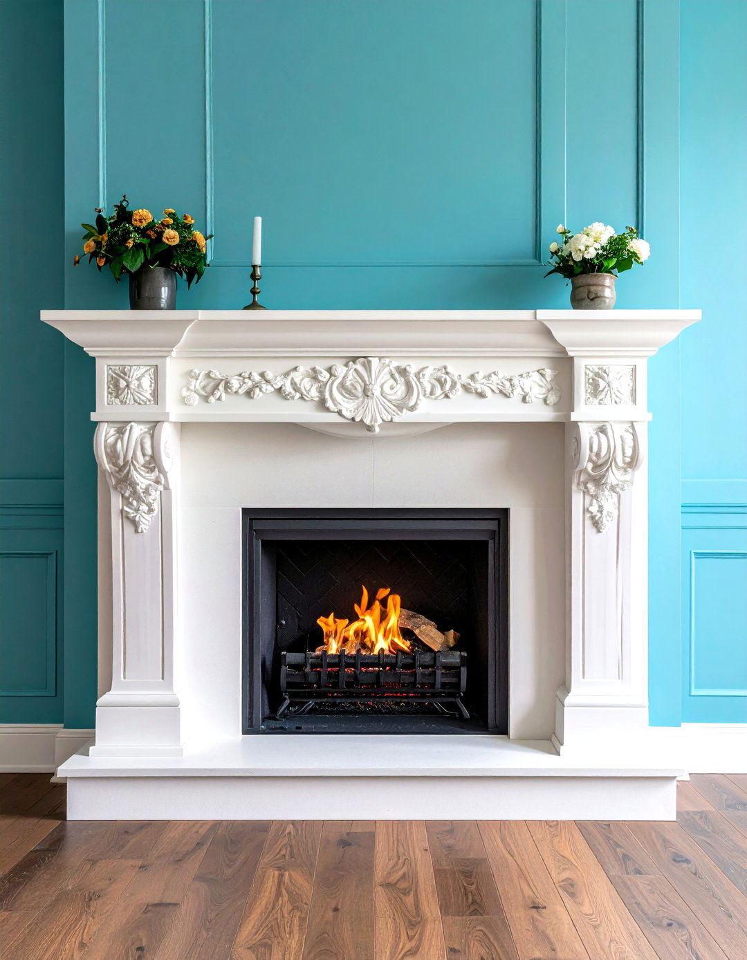 Floating Mantel Stucco Fireplace - 20 Stucco Fireplace Ideas