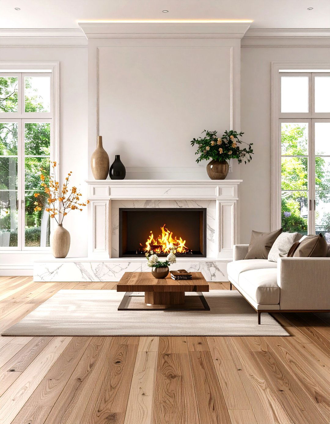 Floating Marble Shelf Mantel - 20 Marble Fireplace Ideas