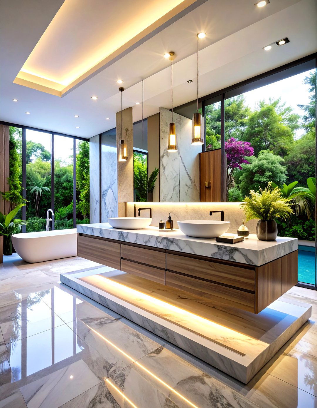 Floating Marble Vanity Bathroom Modern Minimalism - 20 Marble Bathroom Ideas