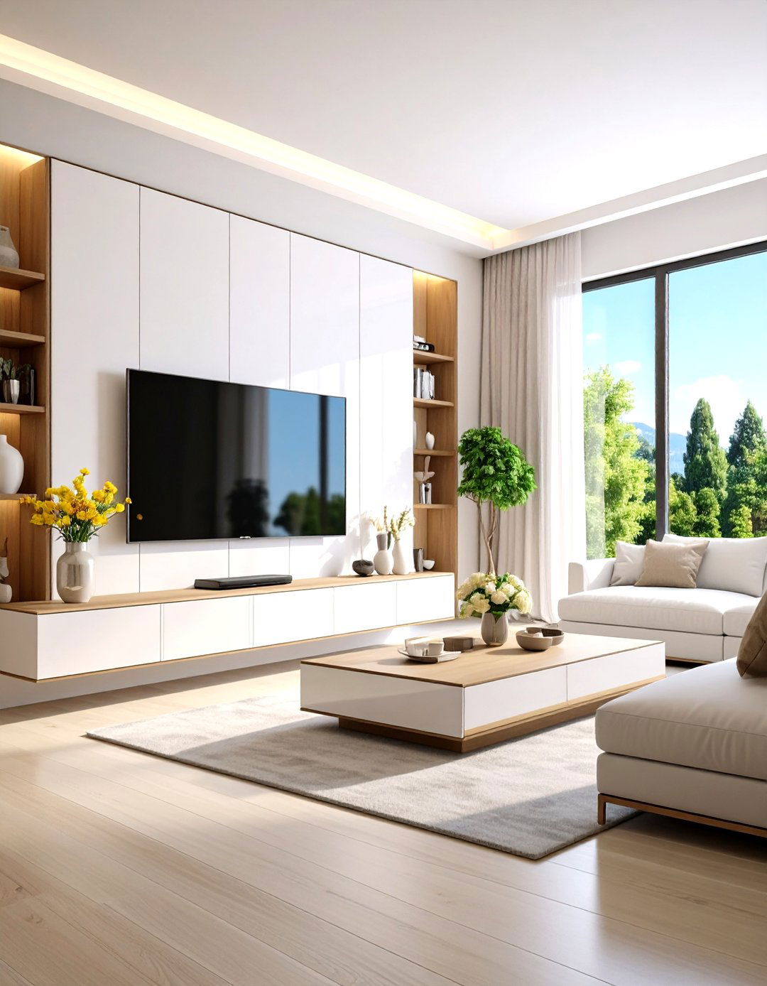 Floating Media Console - 20 Tv Wall Ideas