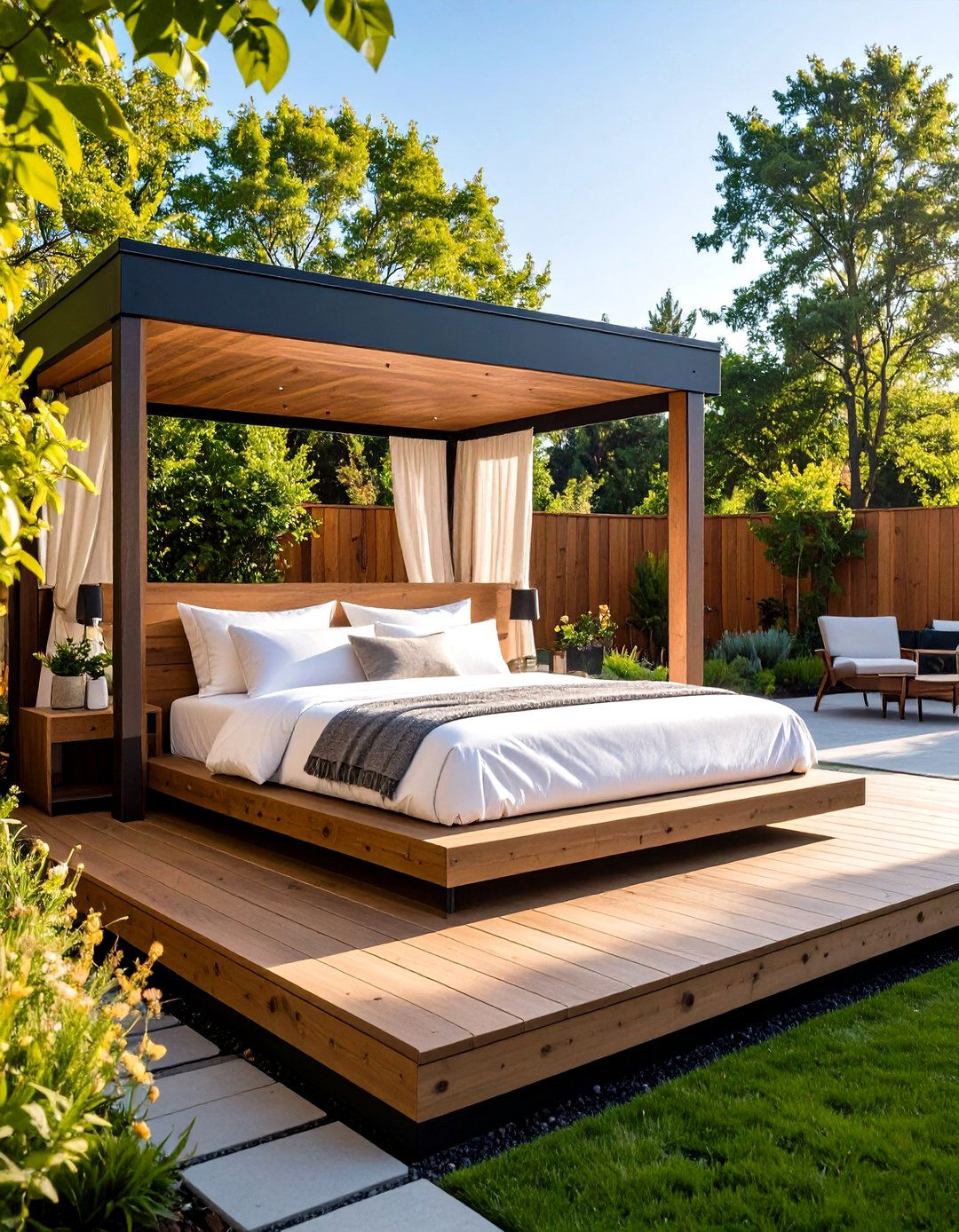 Floating Platform Outdoor Bedroom Ideas with Water Integration - 20 Outdoor Bedroom Ideas