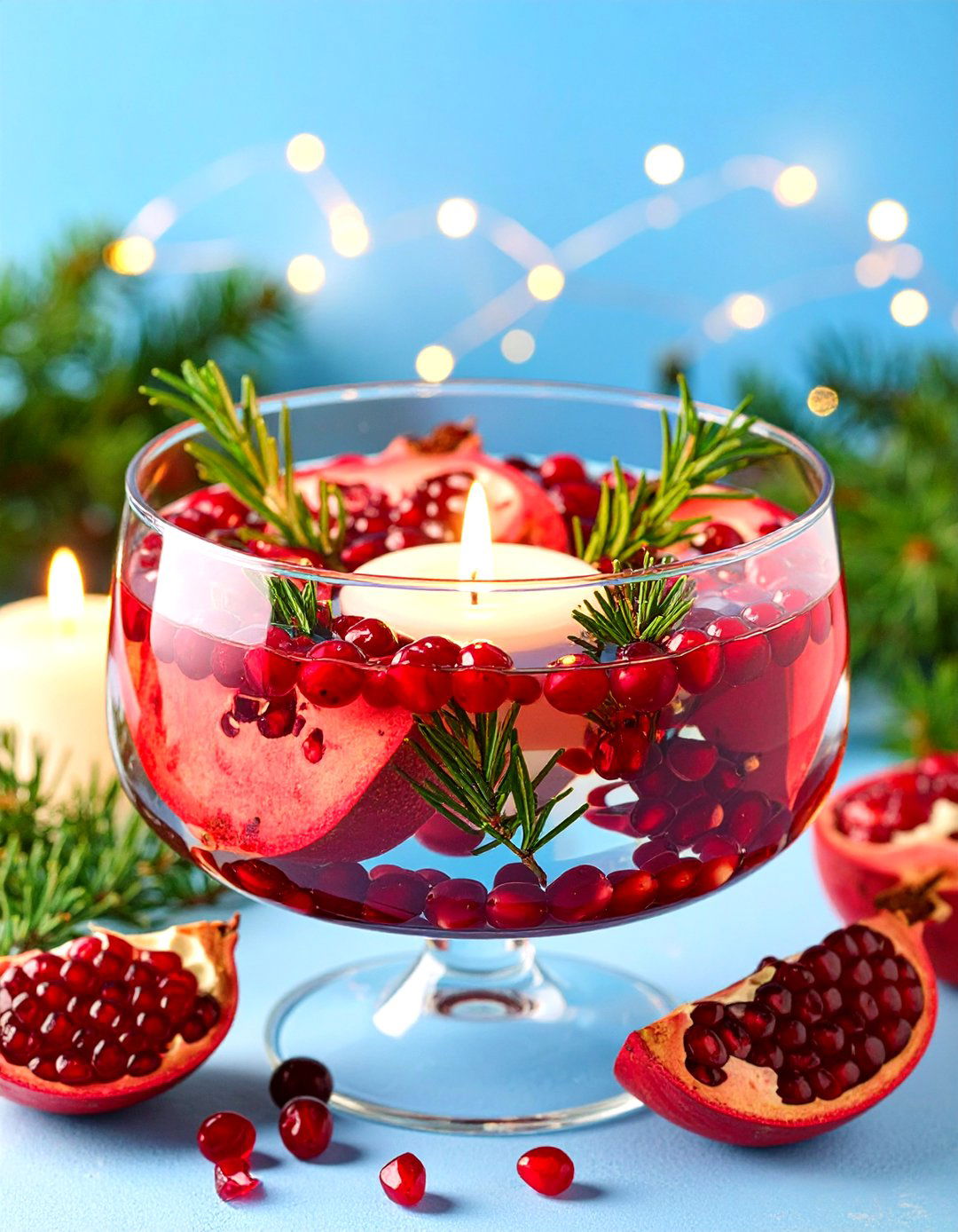 Floating Pomegranate and Berry Winter Warmth - 20 Floating Wedding Centerpiece Ideas