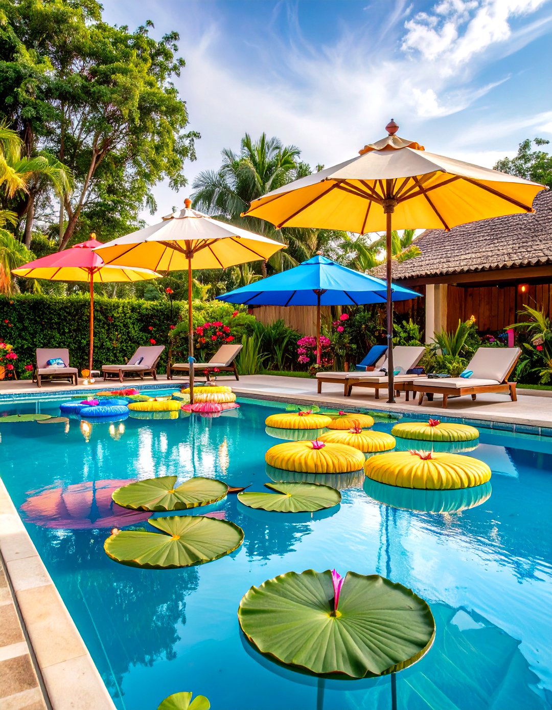 Floating Pool Shade Elements - 20 Pool Shade Ideas
