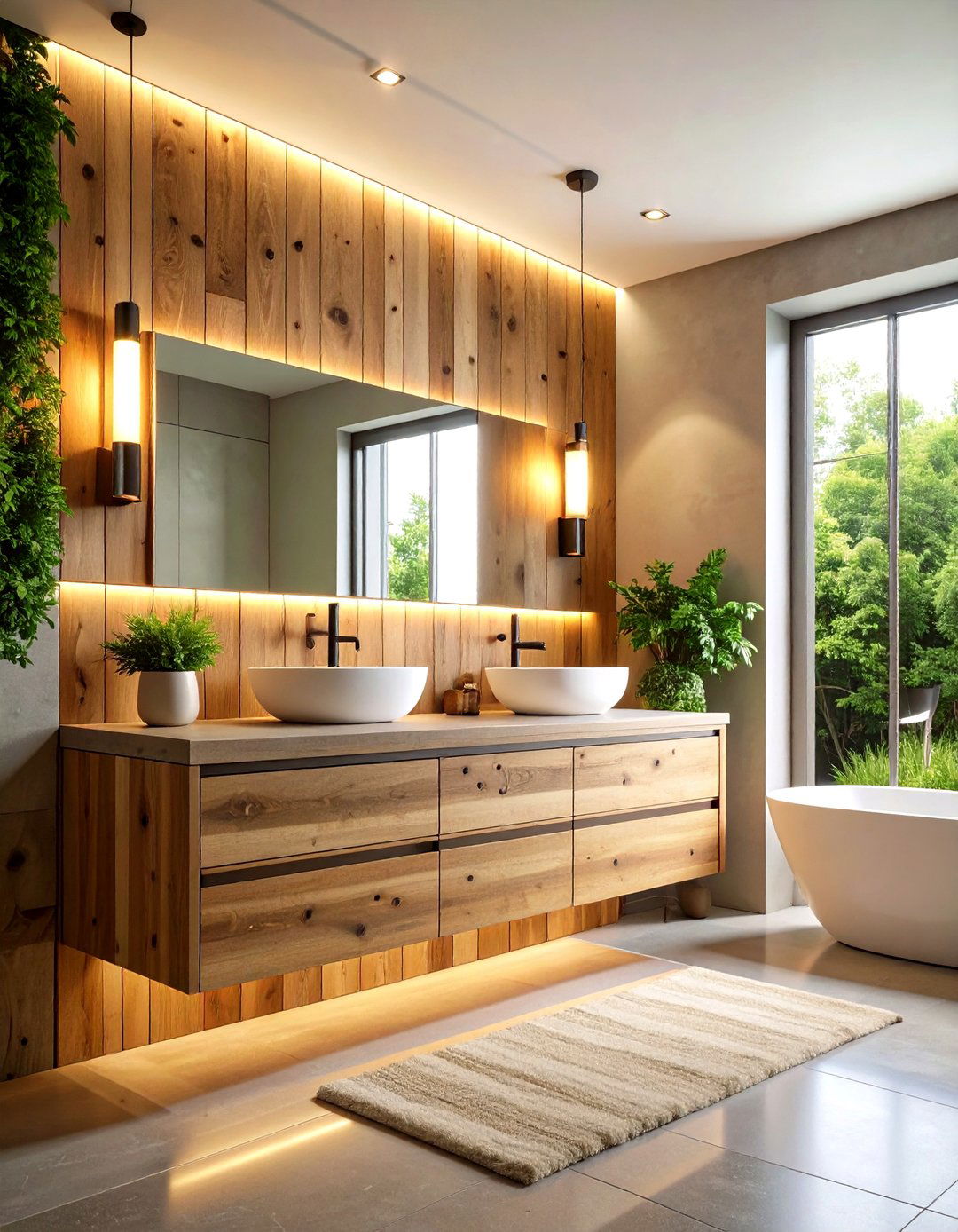 Floating Reclaimed Wood Bathroom Vanity - 20 Wood Bathroom Vanity Ideas