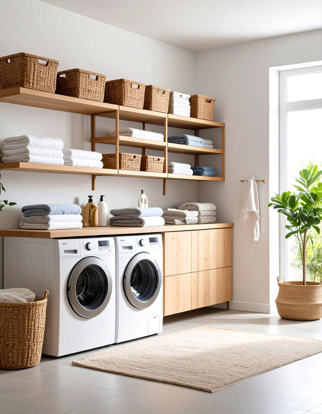 Floating Shelf Laundry Detergent Storage Display - 20 Laundry Detergent Storage Ideas