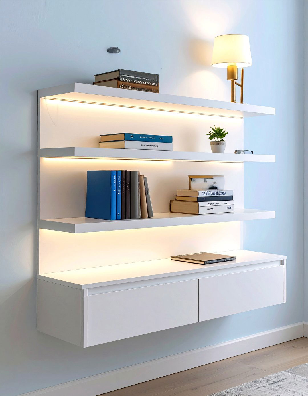 Floating Shelf Nightstands Replace Bulky Tables - 20 Bedroom Shelving Ideas
