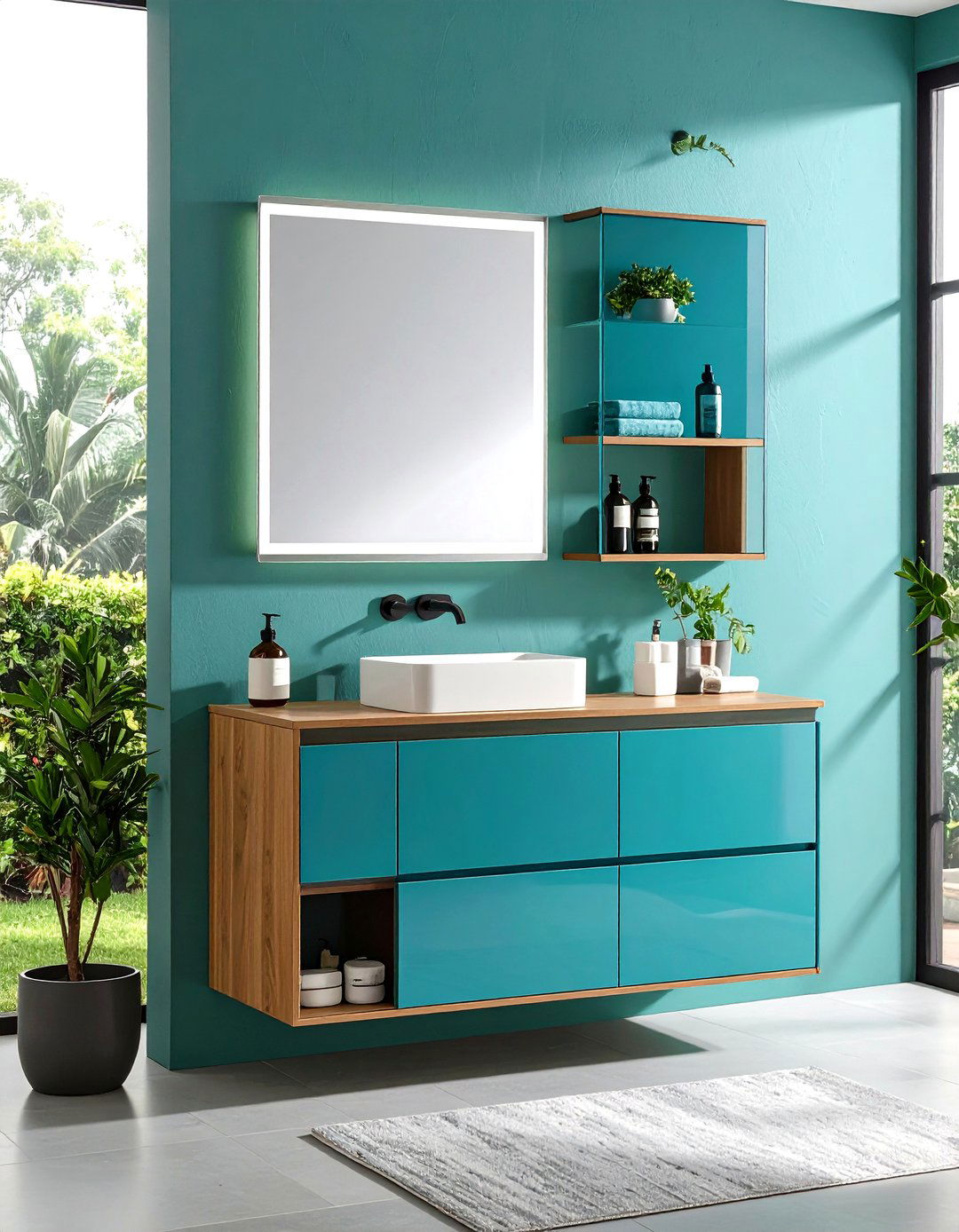 Floating Shelf and Towel Bar Vanity Combo - 20 vanity organization ideas