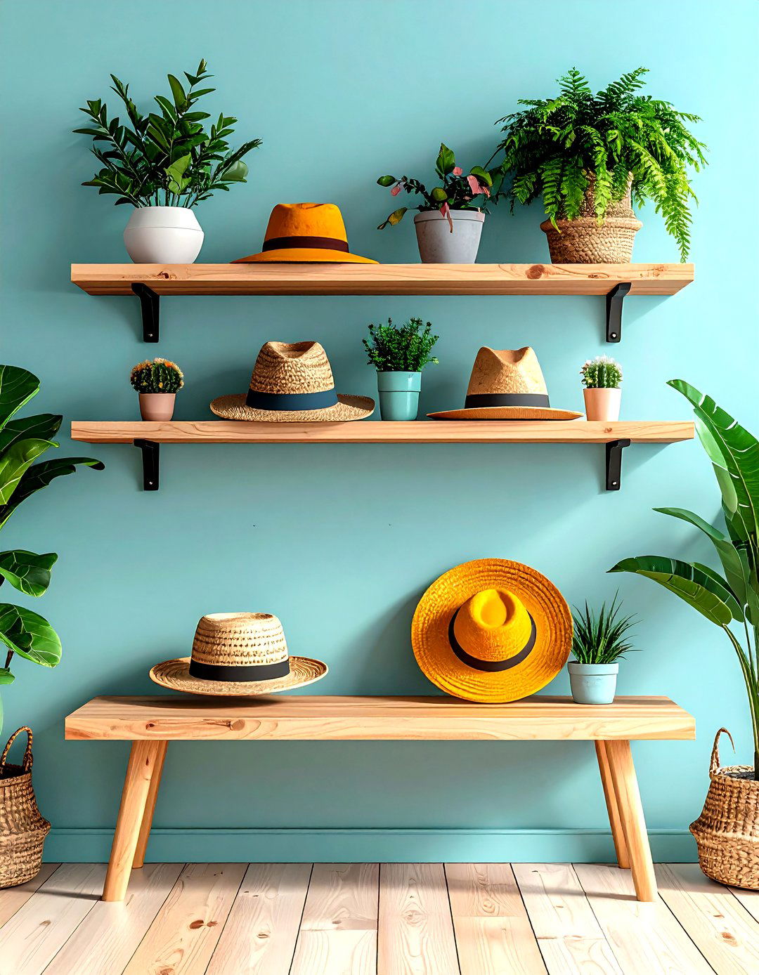 Floating Shelves Above Seating - 20 Small Mudroom Ideas