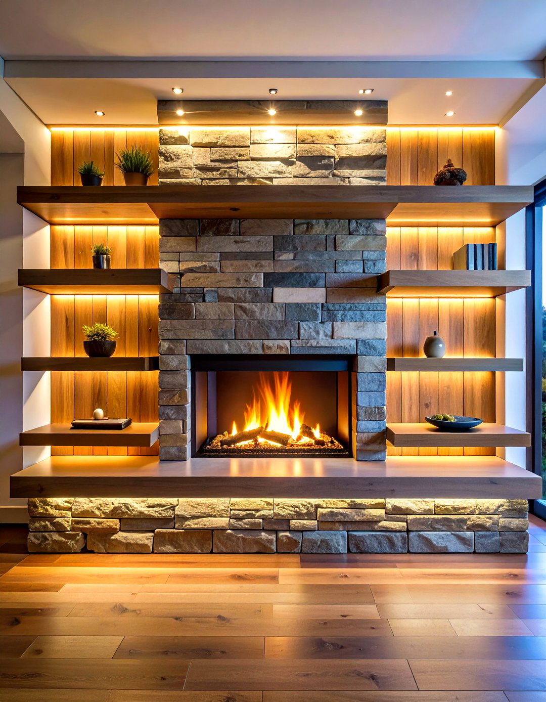Floating Shelves Keep Things Light - 20 Fireplace With Bookshelves