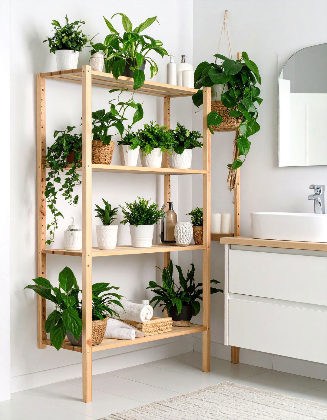 Floating Shelves and Plants for Biophilia - 20 Downstairs Toilet Ideas