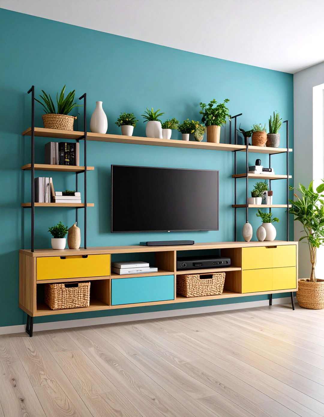 Floating Shelves for Media Components - 20 Small Media Room Ideas