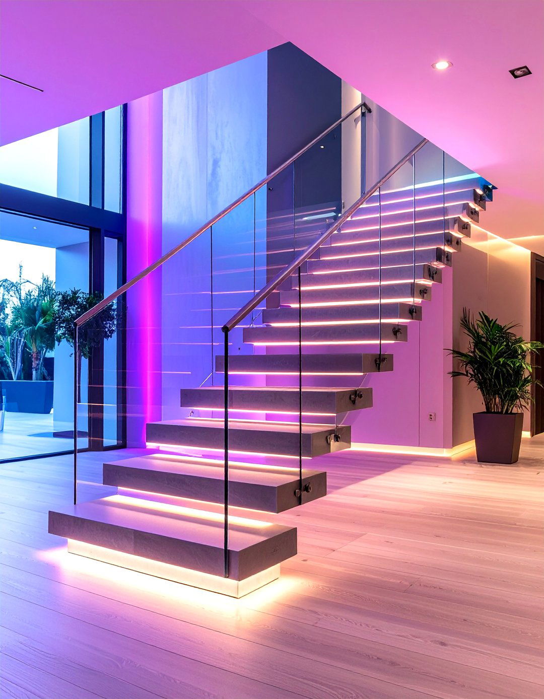 Floating Stair Railing with Minimal Support - 20 Stair Railing Ideas