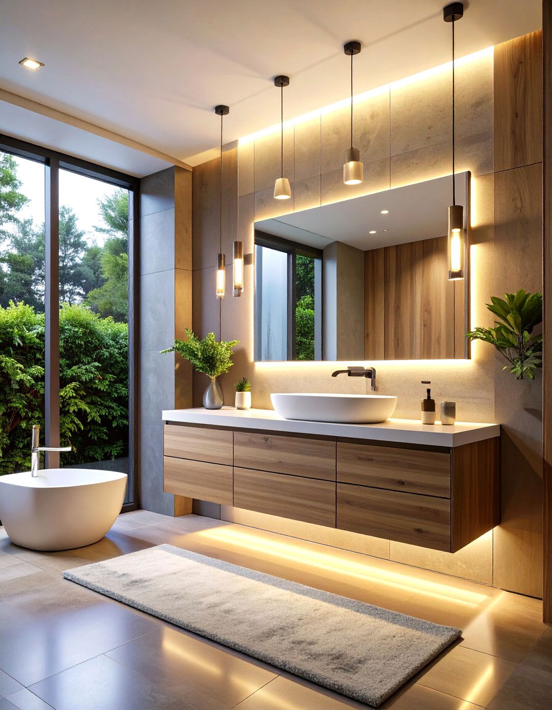 Floating Vanity Integrated Small Bathroom Lighting - 20 Small Bathroom Lighting Ideas
