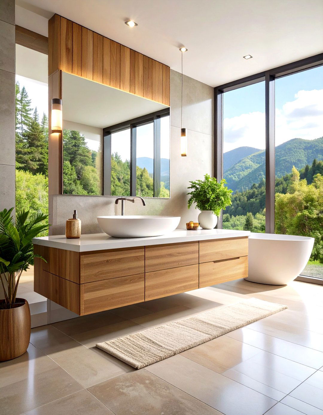 Floating Vanity Maximizes Half Bathroom Floor Space - 20 Half Bathroom Ideas