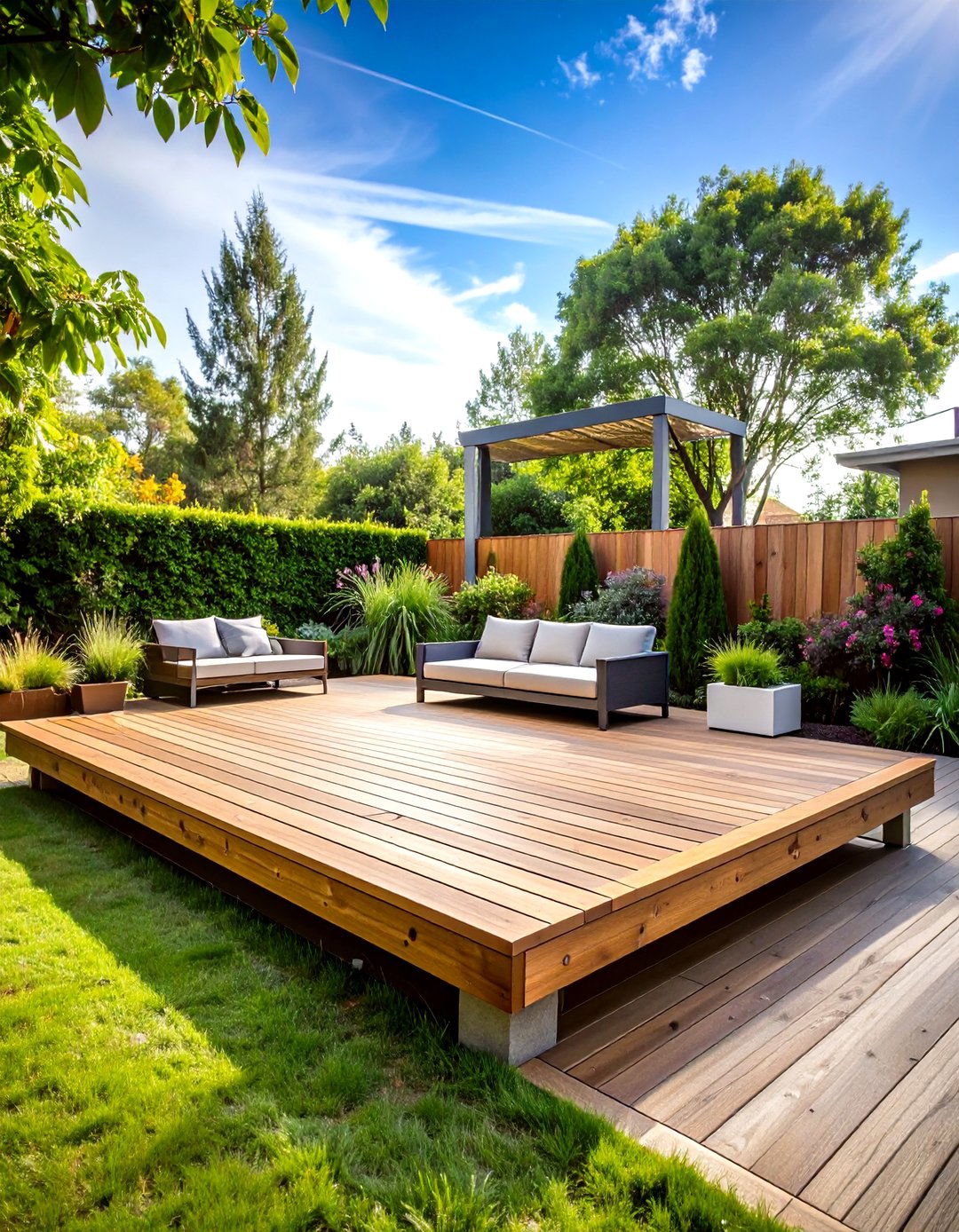 Floating Wood Deck for Versatile Backyard Placement - 20 Wood Deck Ideas