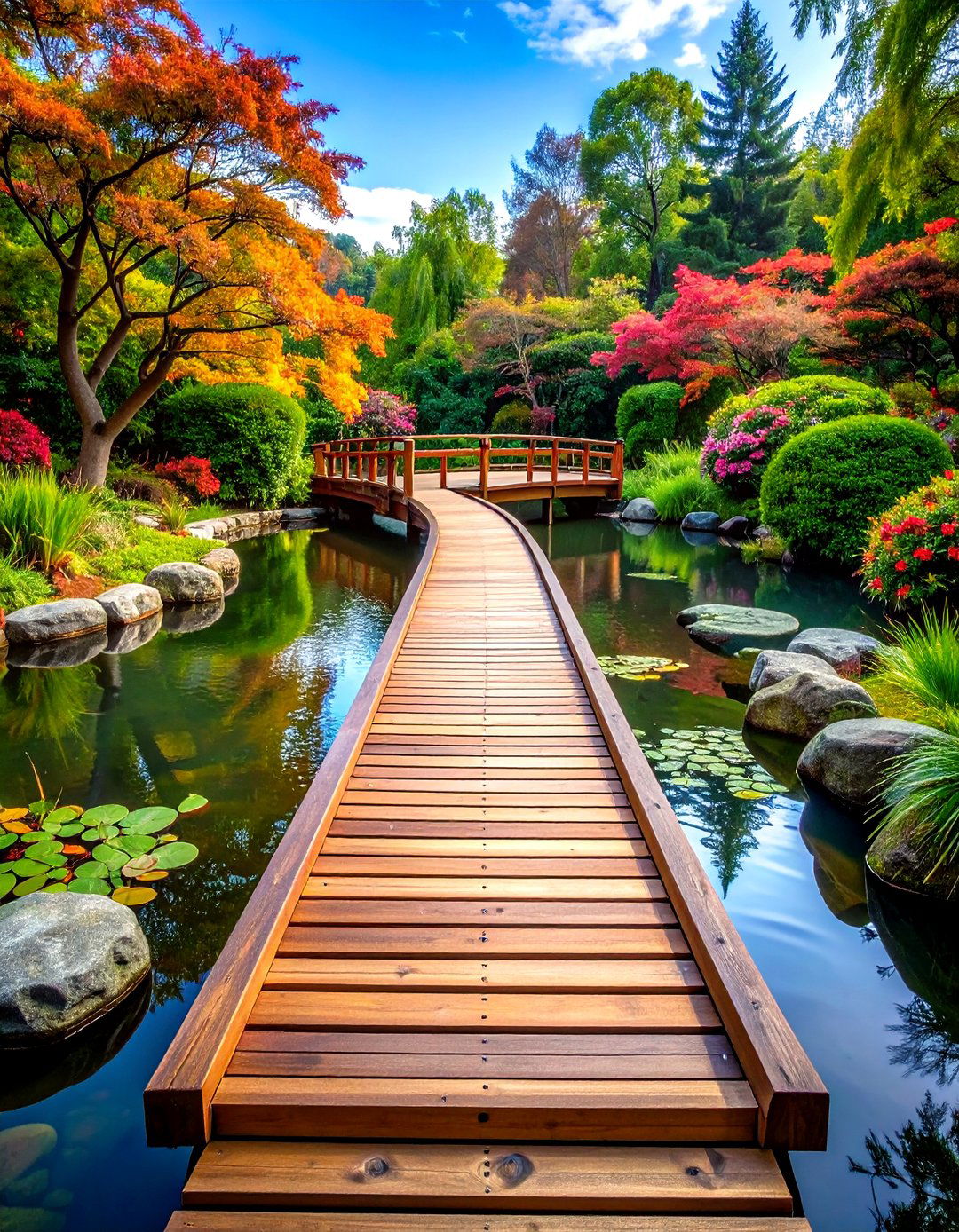 Floating Wooden Walkway Over Water Features - 20 Wooden Walkway Ideas