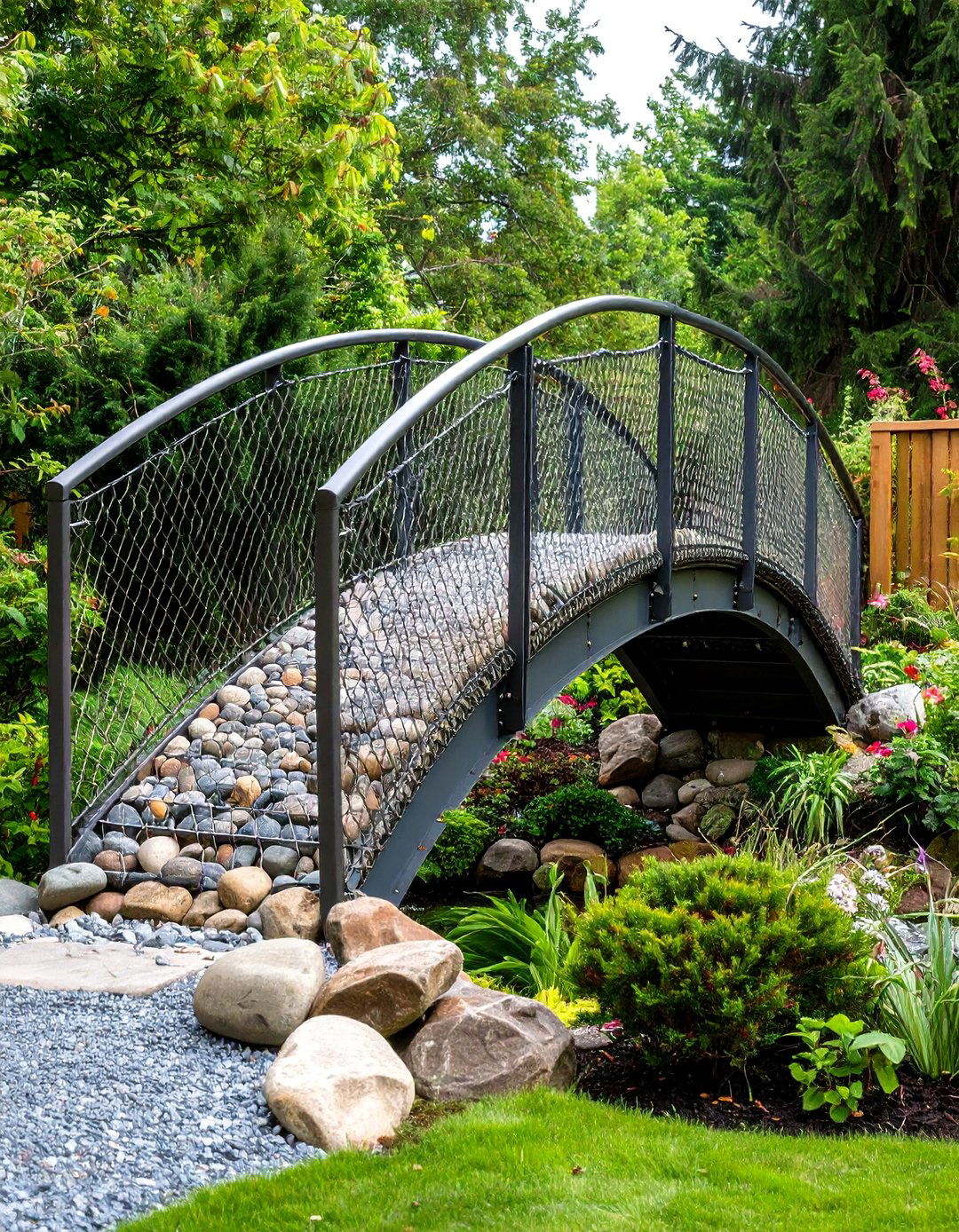 Flood Proof Gabion Garden Bridge - 20 Garden Bridge Ideas