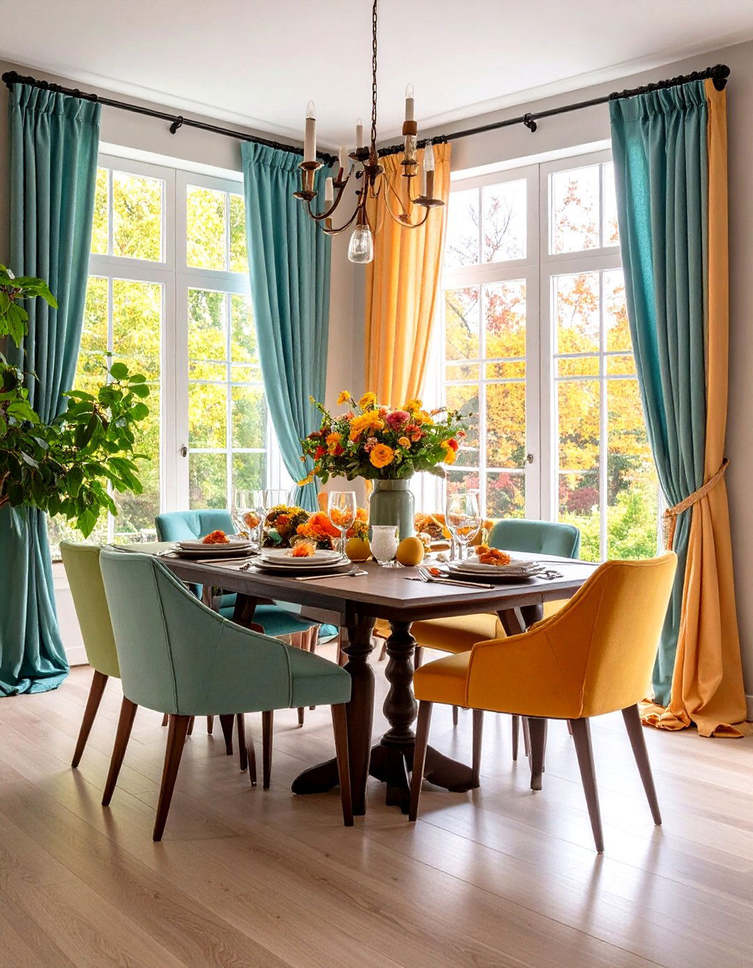Floor Length Drapery Window Treatment Elegance - 20 Dining Room Window Treatments