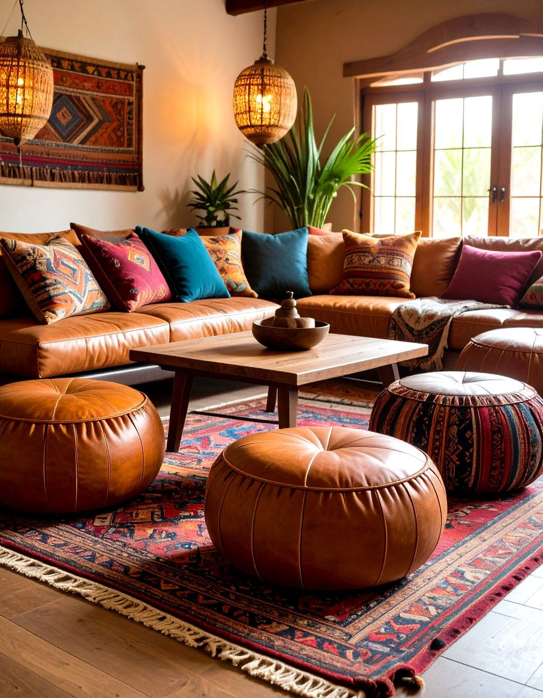 Floor Poufs and Cushions Create Boho Decor Lounging Zones - 20 Boho Decor Ideas