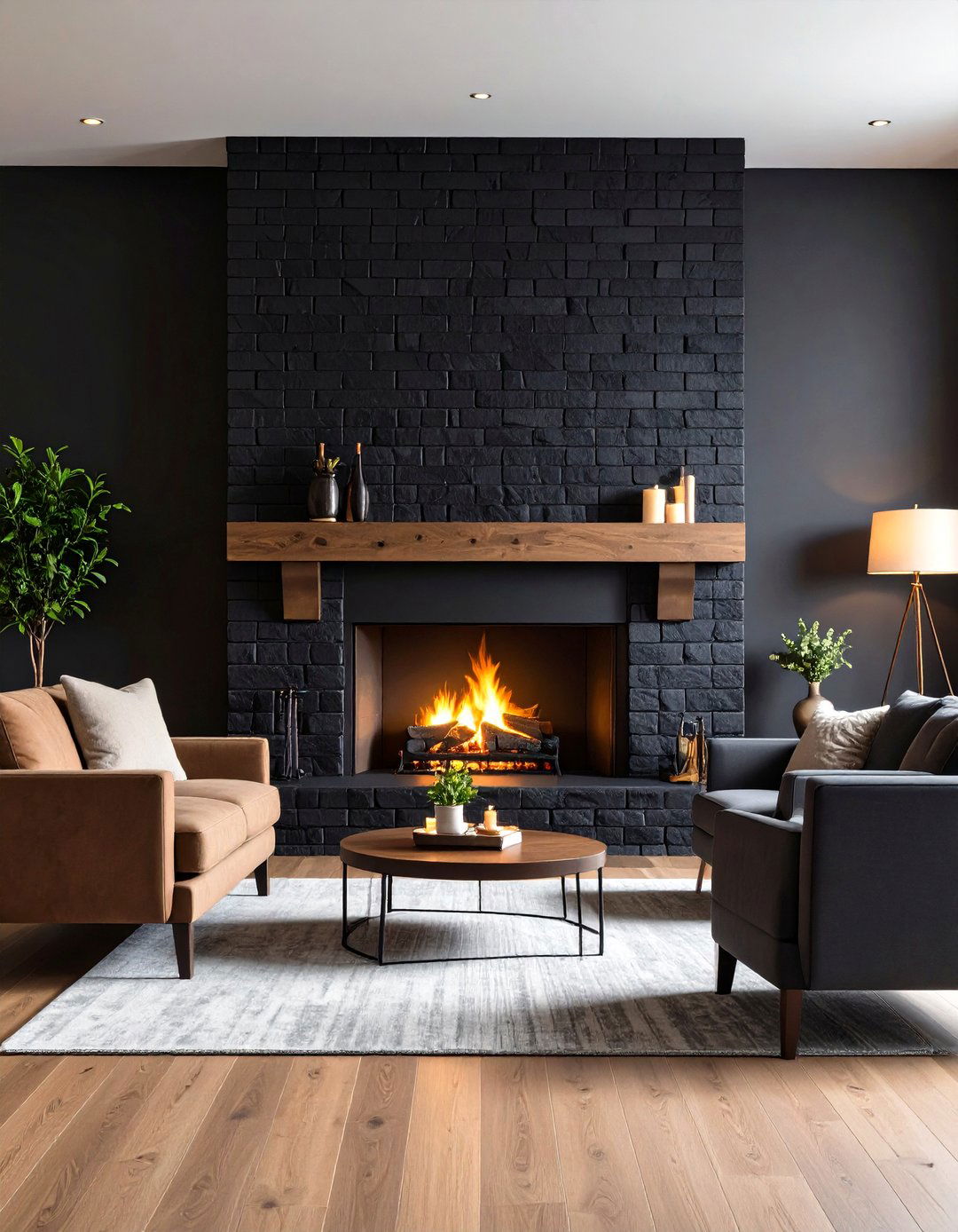 Floor to Ceiling Brick Fireplace Wall Impact - 20 Brick Fireplace Ideas