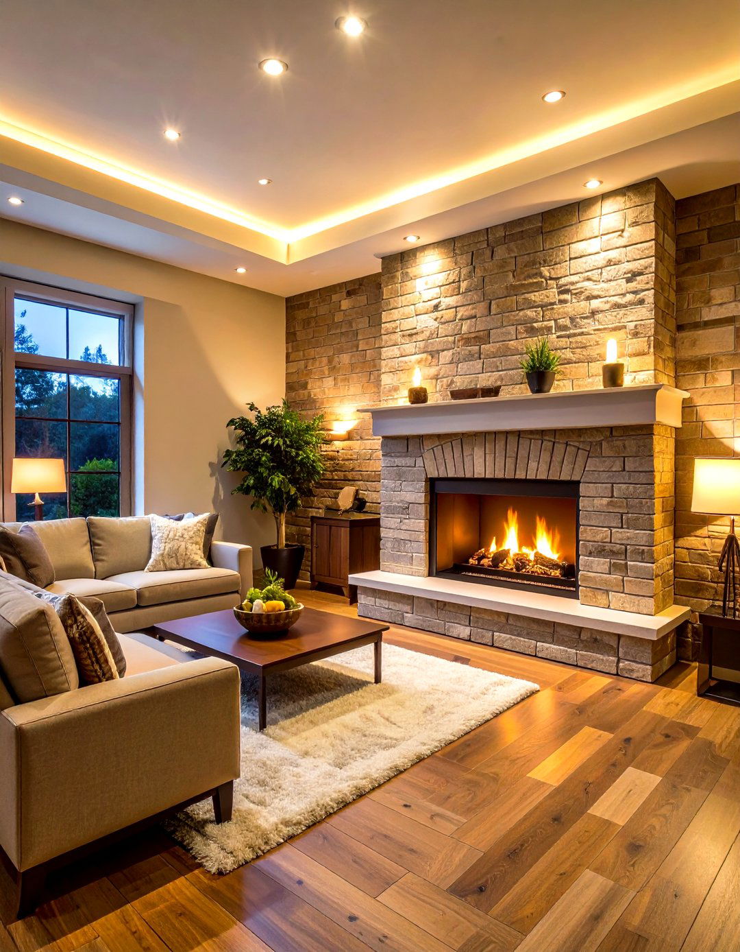 Floor to Ceiling Brick Veneer - 20 Small Living Room Fireplace Ideas
