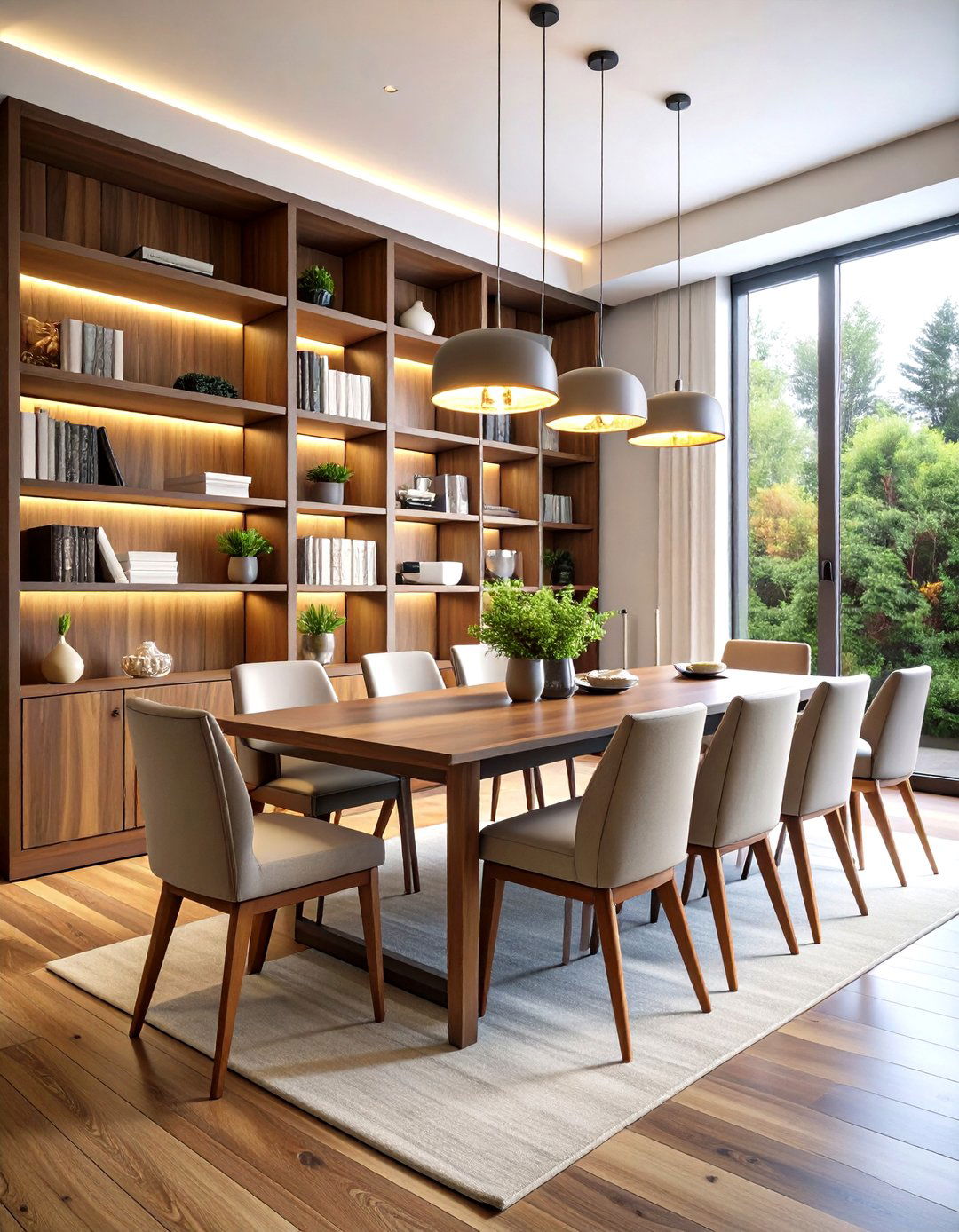 Floor to Ceiling Built in Library Dining Room Combo - 20 Library Dining Room Combo Ideas
