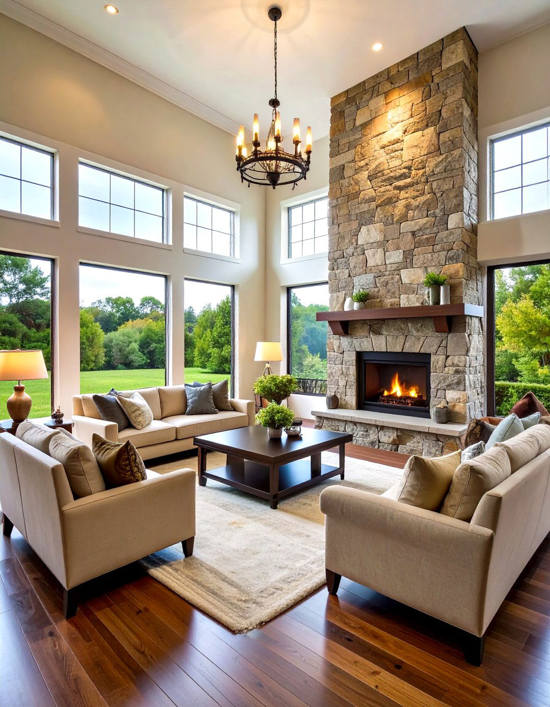 Floor to Ceiling Corner Fireplace for Dramatic Impact - 20 Corner Fireplace Ideas