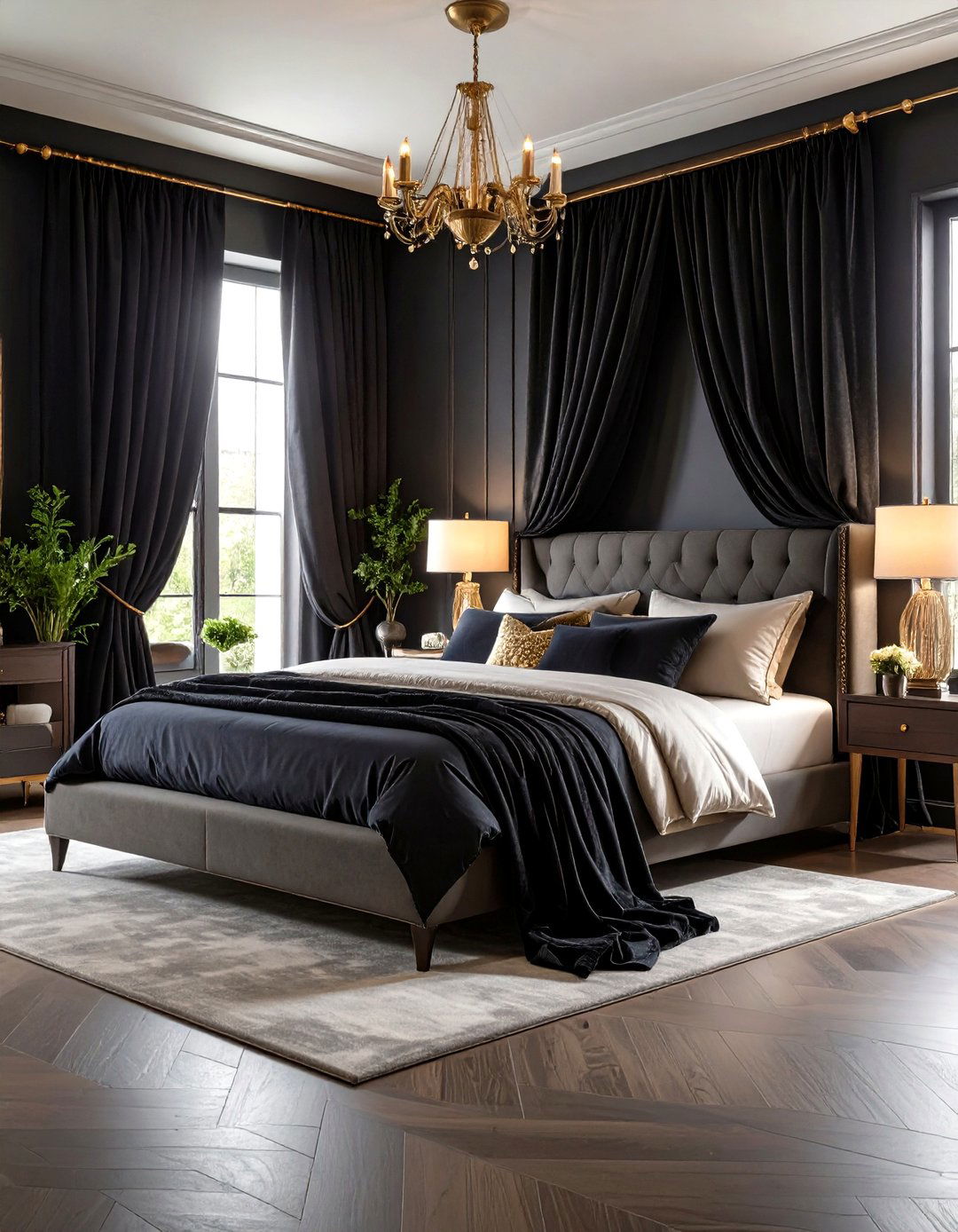 Floor to Ceiling Drapery for Drama - 20 Dark Bedroom Ideas