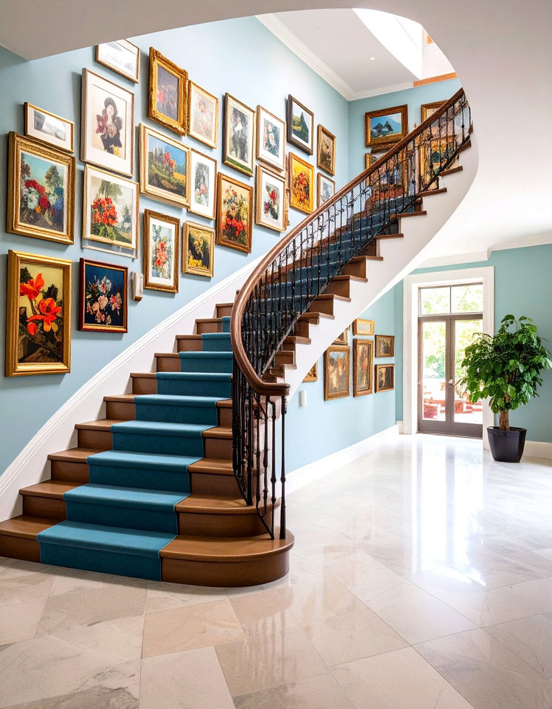 Floor to Ceiling Gallery Wall Staircase - 20 Maximalist Decor Ideas