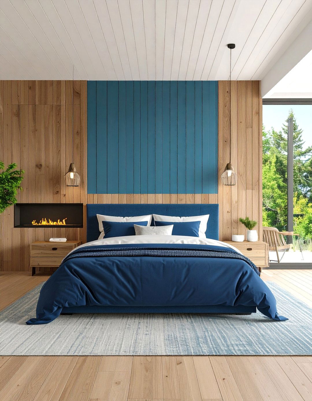 Floor to Ceiling Shiplap Bedroom Fireplace for Modern Coastal Flair - 20 Bedroom Fireplace Ideas