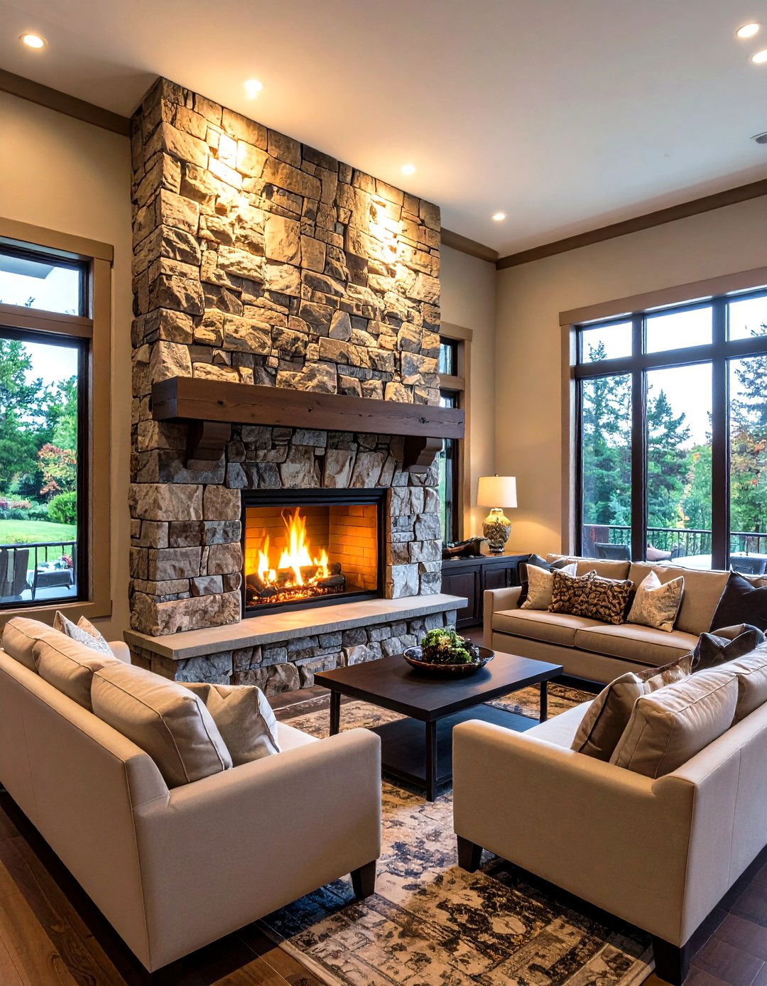 Floor to Ceiling Stone Feature - 20 Fireplace Accent Wall Ideas