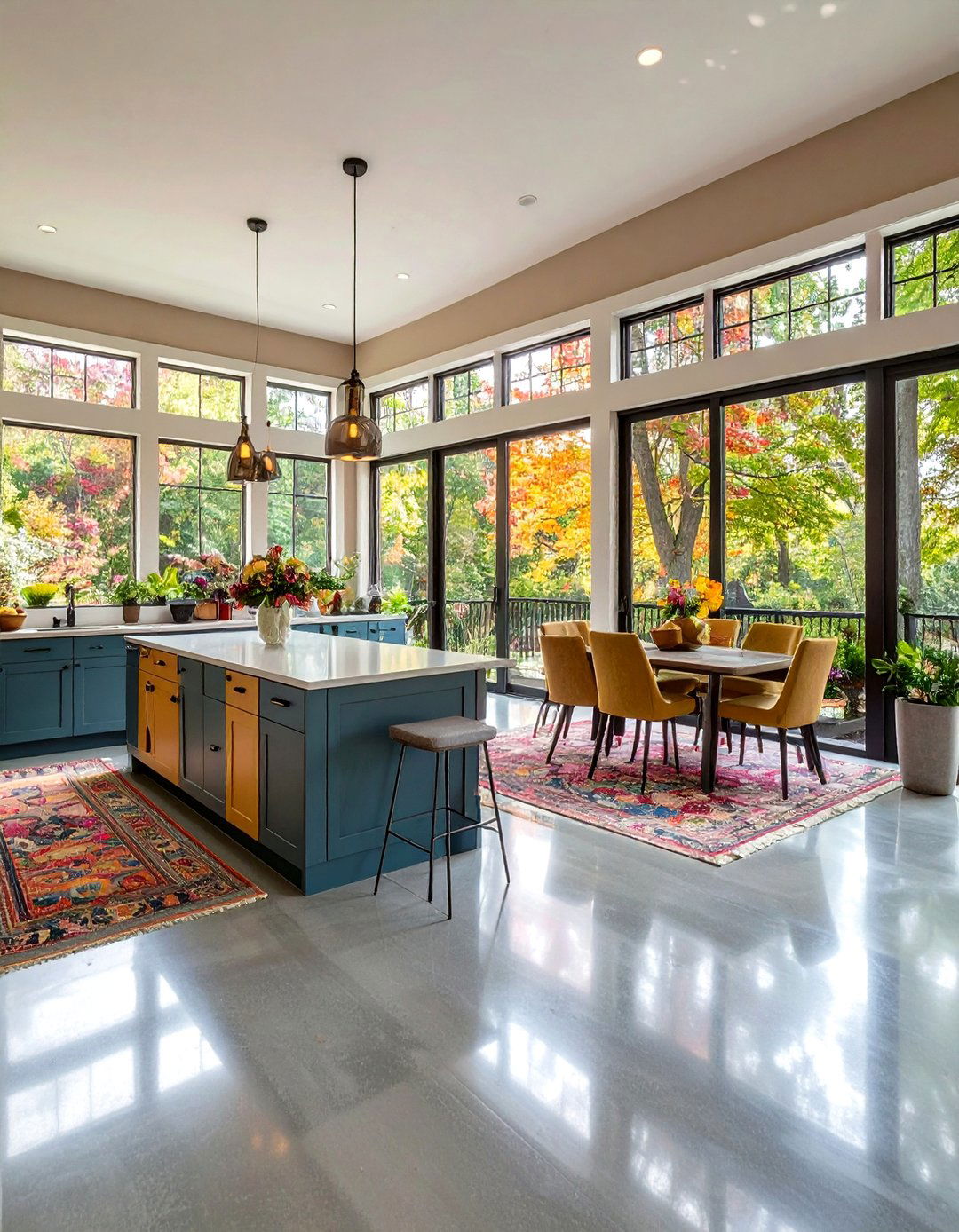 Flooring That Bridges Spaces - 20 Sunroom Kitchen Ideas