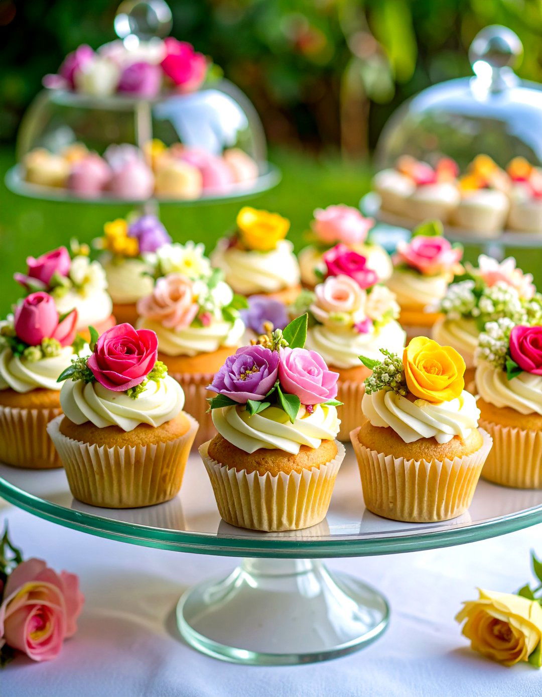 Floral Crown Wedding Cupcakes with Delicate Sugar Flowers - 20 Wedding Cupcake Ideas