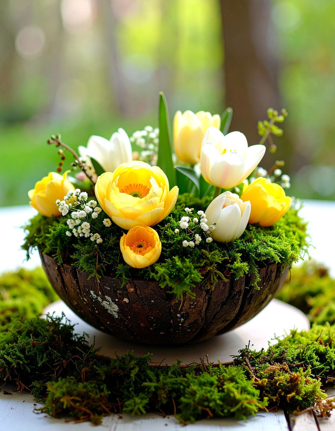 Floral Dough Bowl Spring Arrangement - 20 Dough Bowl Decor Ideas