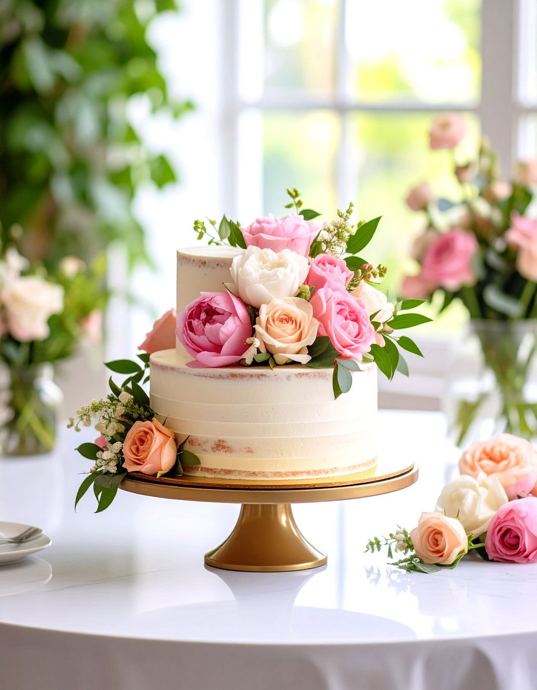 Floral Embellished One Tier - 20 Small Wedding Cake Ideas