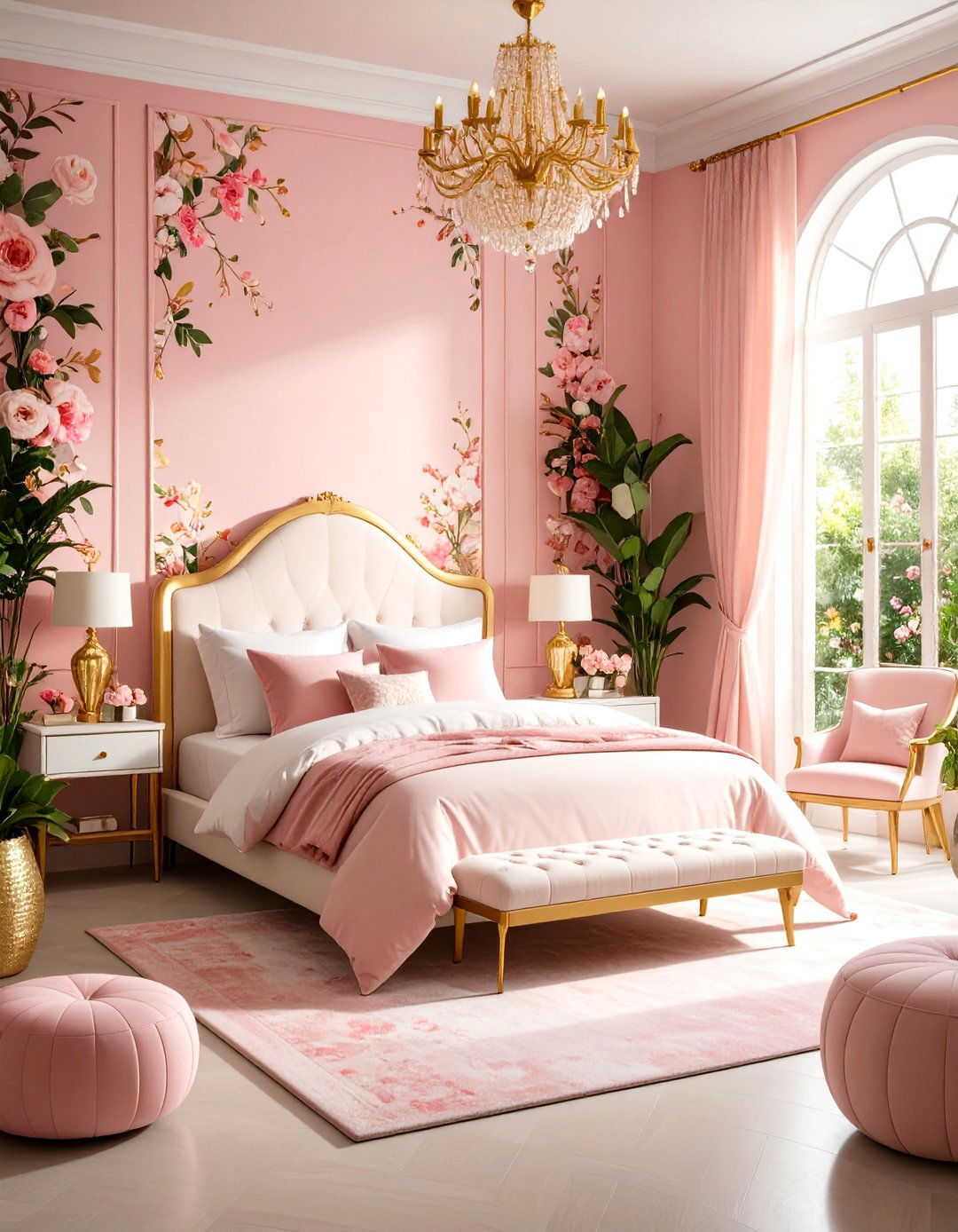 Floral Fantasy Pink and Gold Bedroom - 20 Pink and Gold Bedroom Ideas
