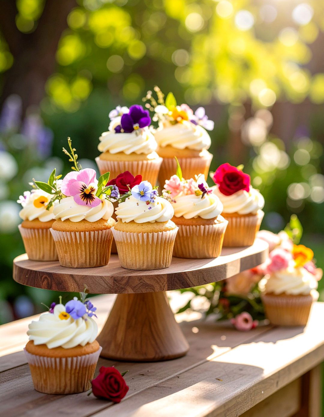 Floral Garden Wedding Cupcakes with Fresh Blooms - 20 Wedding Cupcake Ideas