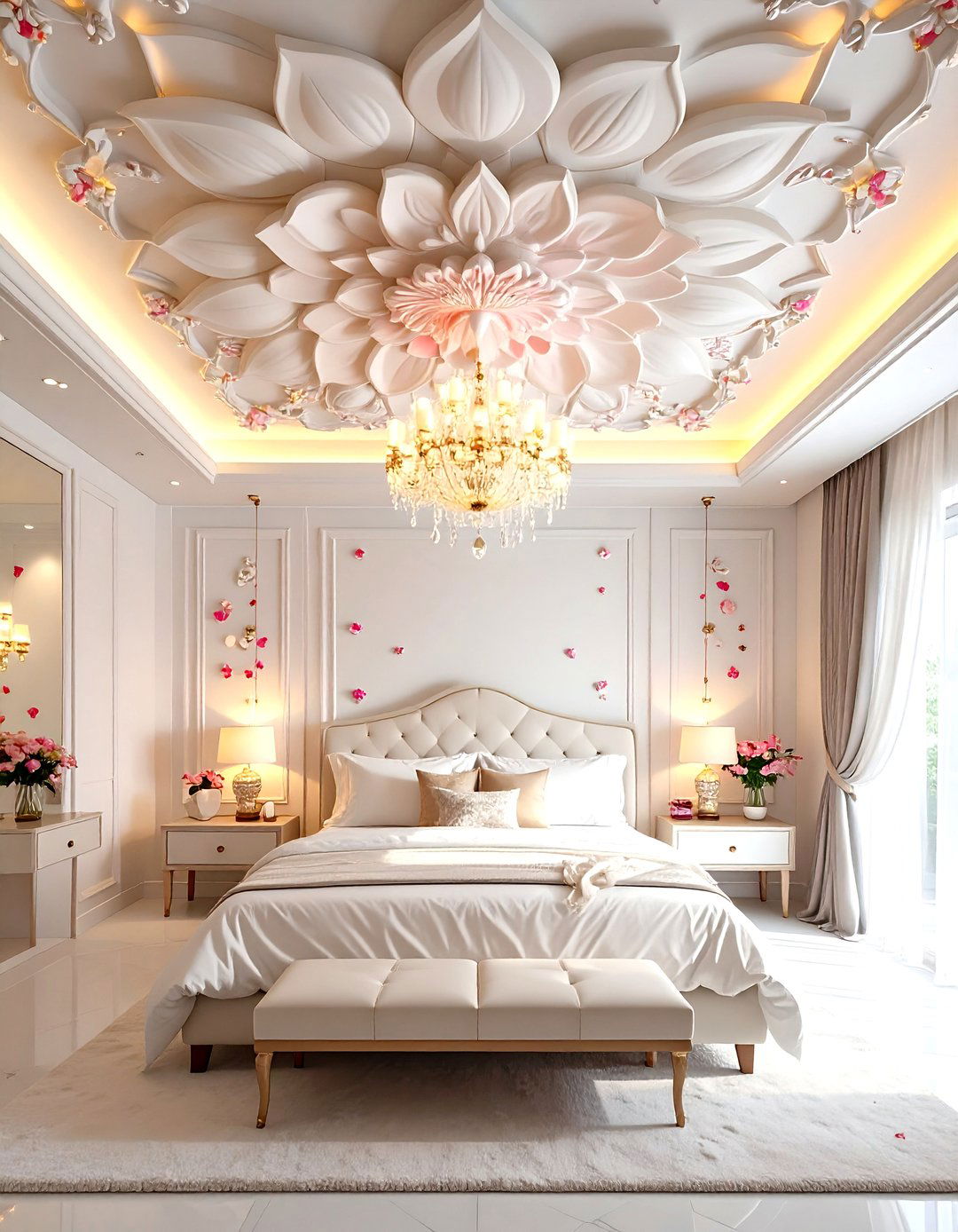 Floral Pop Ceiling Design with Intricate Petal Patterns - 20 Pop Ceiling Design Ideas