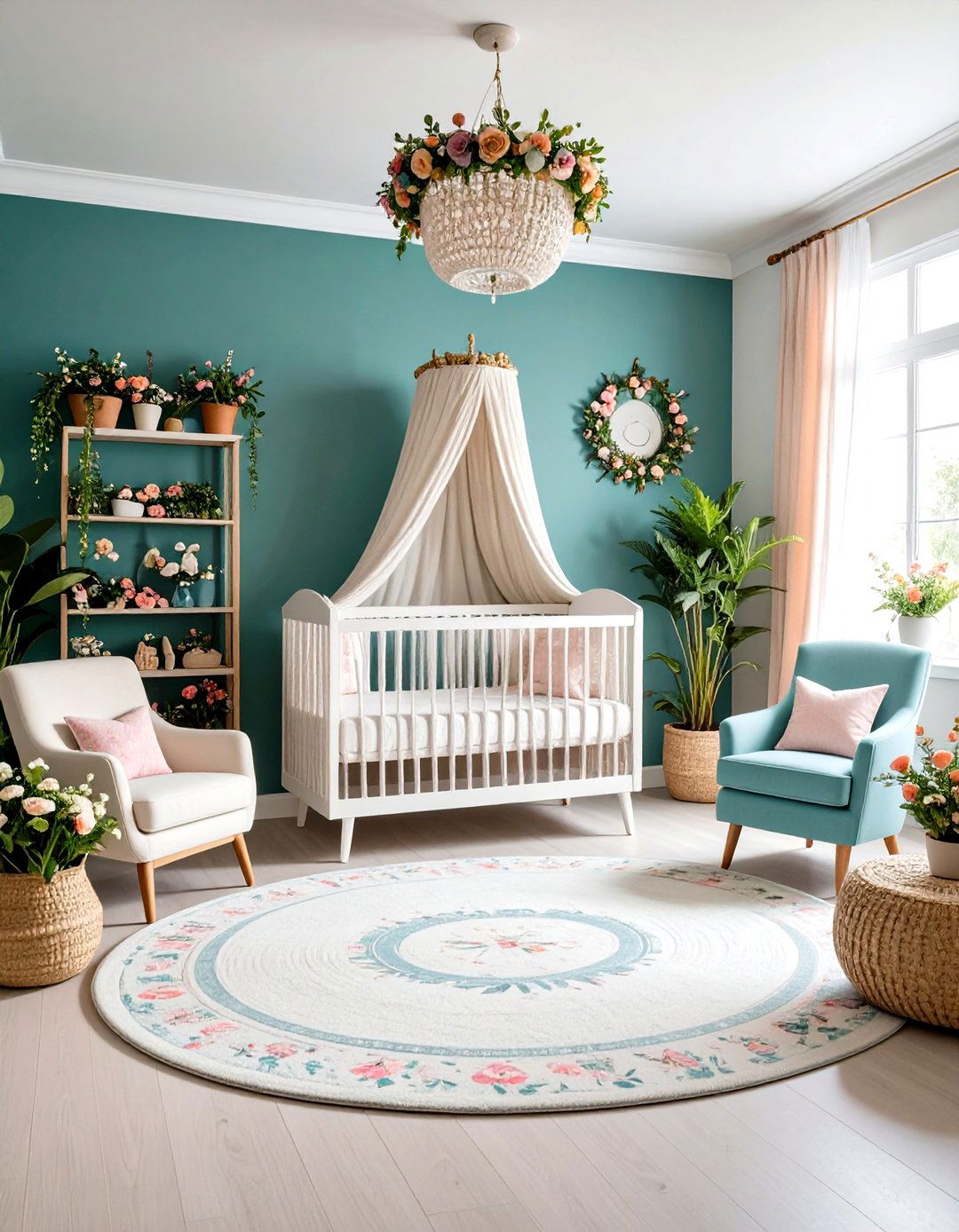 Floral Princess Nursery with Botanical Elements - 20 Princess Nursery Ideas