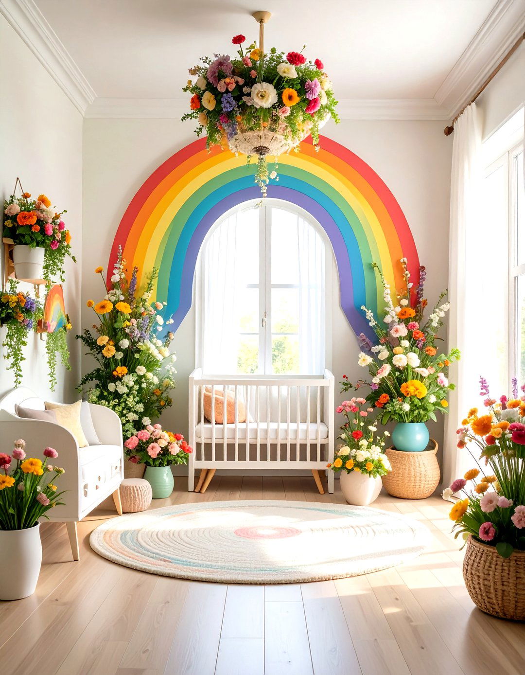 Floral Rainbow Nursery Garden Party - 20 Rainbow Nursery Ideas