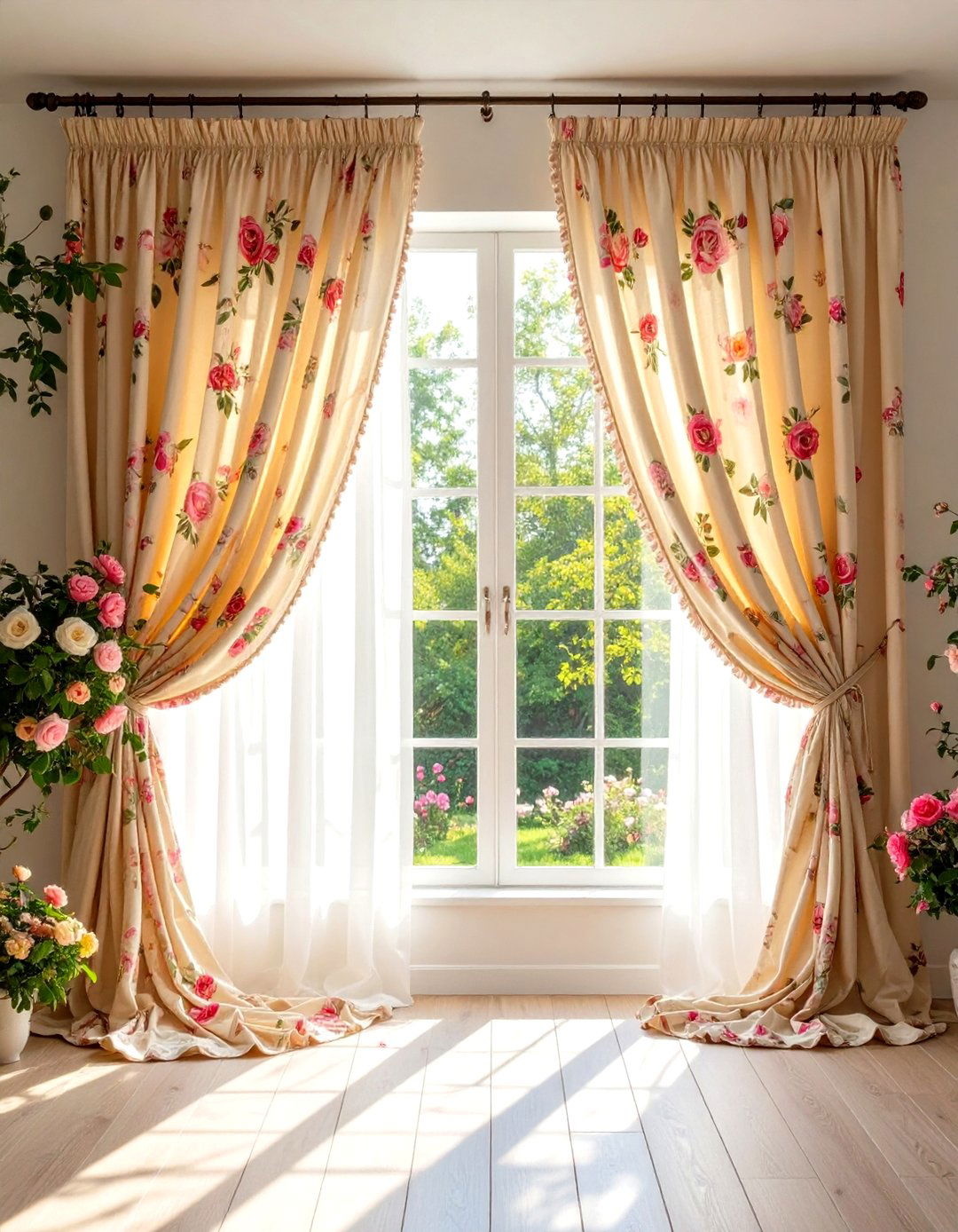 Floral Ruffle Curtains for Soft Boho Cottage Vibes - 20 Boho Curtain Ideas