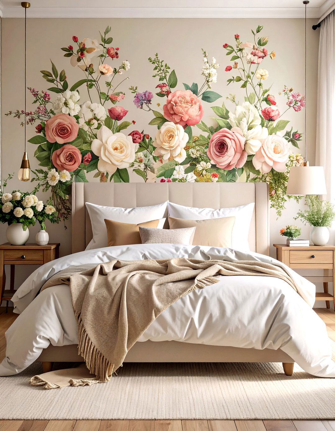 Floral Wallpaper Accents in Country Bedroom Design - 20 Country Bedroom Ideas
