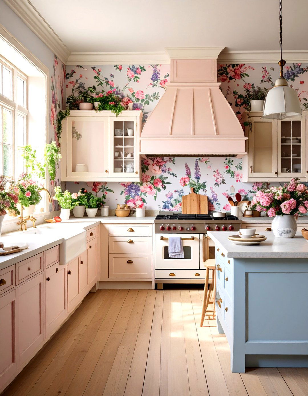 Floral Wallpaper - 20 Shabby Chic Kitchen Ideas