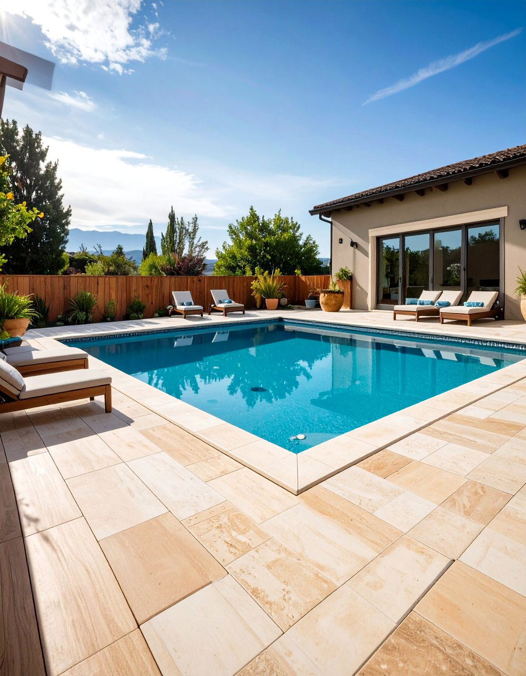 Florida Backyard Crystal Cool Travertine Pool Deck - 20 Florida Backyard Ideas