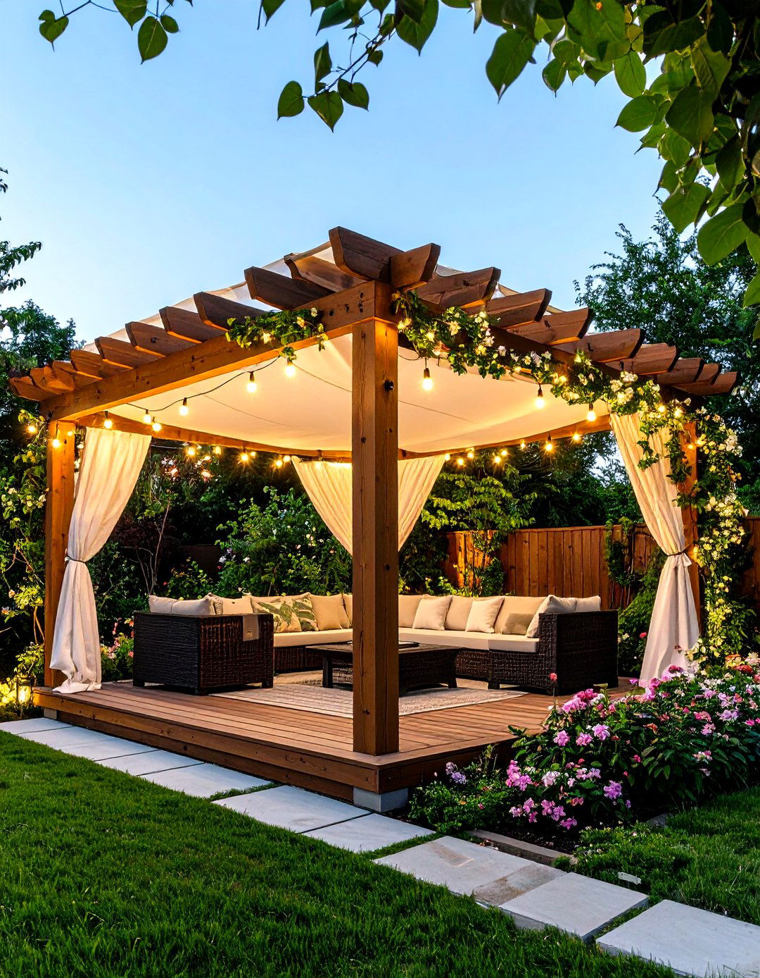 Florida Backyard Pergola with Retractable Shade and Vines - 20 Florida Backyard Ideas