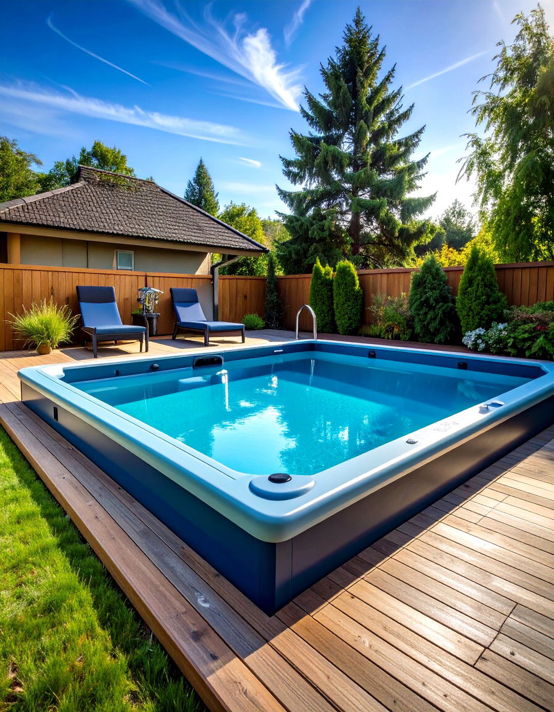 Florida Backyard Saltwater Plunge Pool with Tanning Ledge - 20 Florida Backyard Ideas