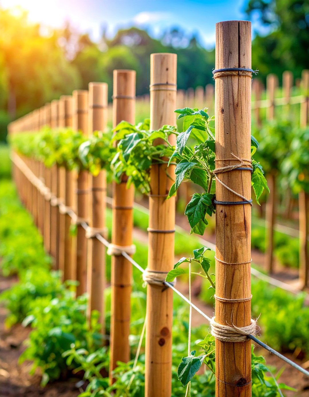 Florida Weave Posts and Twine - 20 Tomato Trellis Ideas