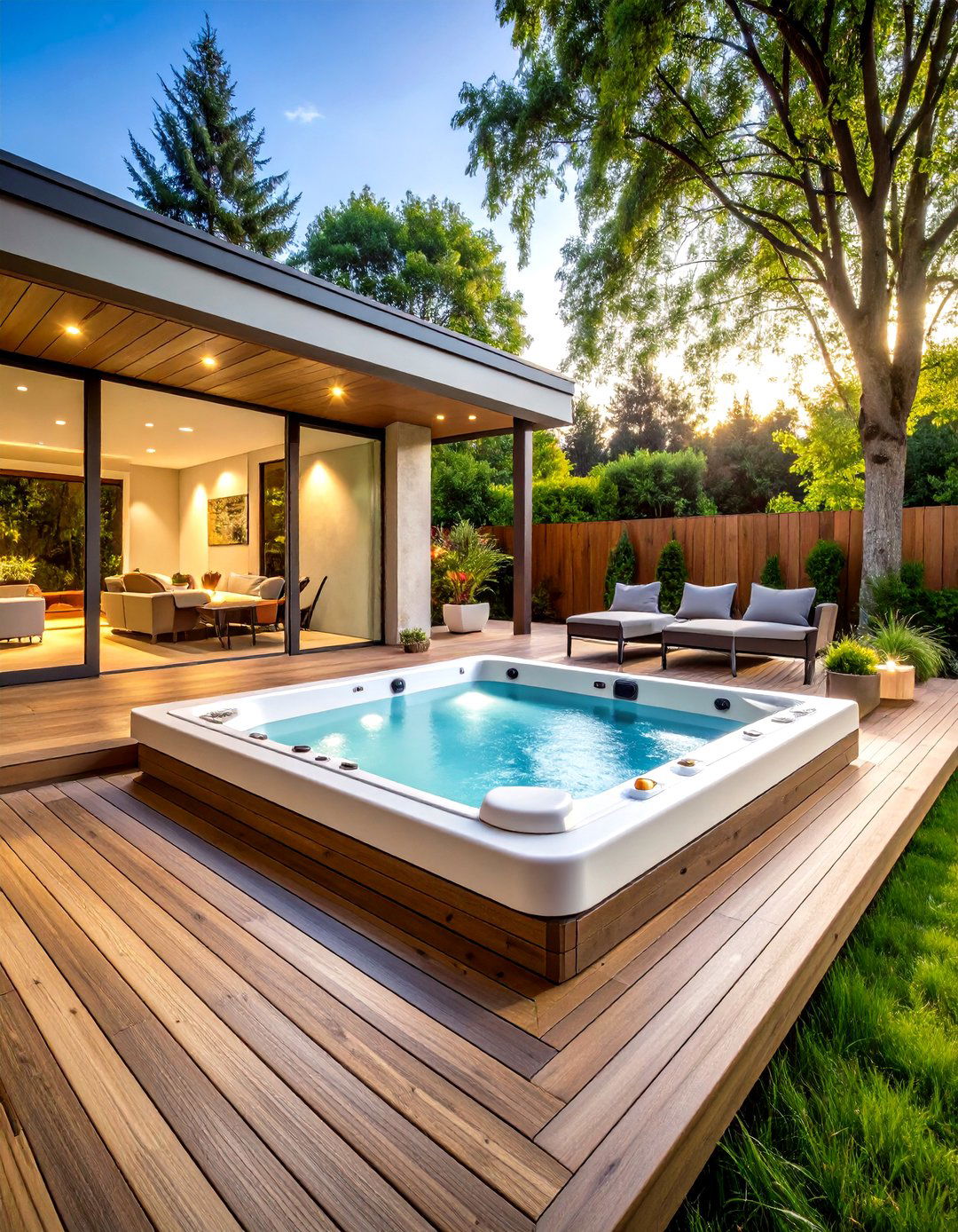 Flush Mount Hot Tub Deck - 20 Ground Level Deck Ideas
