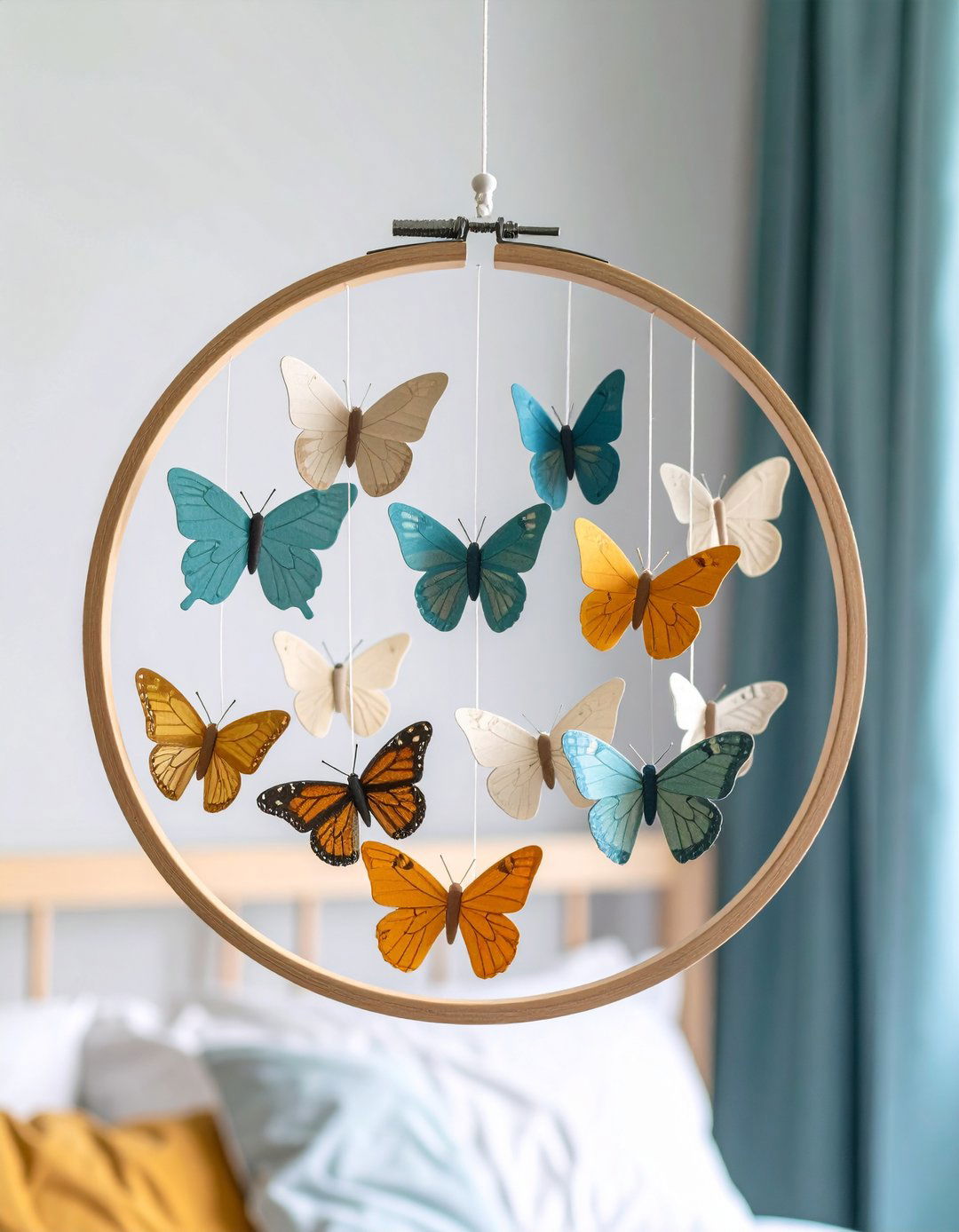 Fluttering Mobiles Keep Airy Movement Overhead in a Fairy themed Bedroom - 20 Fairy-themed Bedroom Ideas